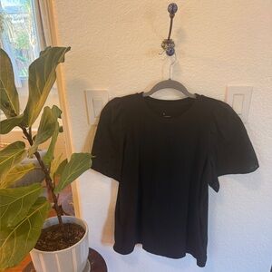 Black ruffle sleeve cotton top by a new day